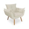 Poltrona com Puff Opala Decoração Quarto Amamentação Escritório Clínica Recepção Suede Bege - 2