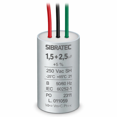 Capacitor Permanente Duplo 1,5+2,5uf/250v Sibratec