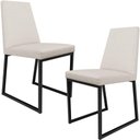 Ver imagem 1 de Kit 02 Cadeiras Para Sala De Jantar Base Aço Industrial Preto Dafne L02 Linho Cru - Lyam Decor