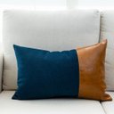 Ver imagem 2 de Almofada Premium Collection Azul & Couro Caramelo Retangular