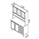 Ver imagem 2 de Armário de Cozinha 5 Portas 3 de Vidro 4 Gavetas Itanew Itatiaia
