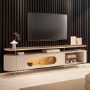 Ver imagem 2 de Rack Tv 85 Pol 220cm 2 Portas com Led Dalya Off/castanho H01 - Mpozenato