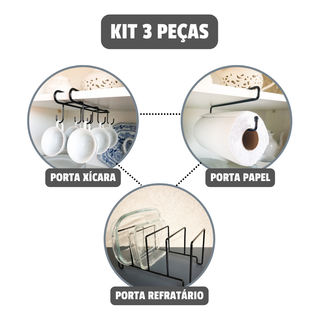 Organizador Suporte Cozinha Armário Prateleira Kit 3 Peças - 2