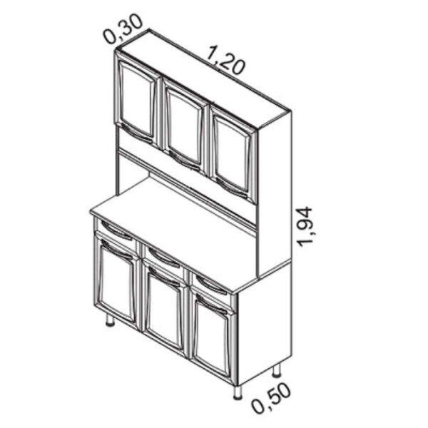 Armário de Cozinha 5 Portas 4 Gavetas Premium Itatiaia - 2