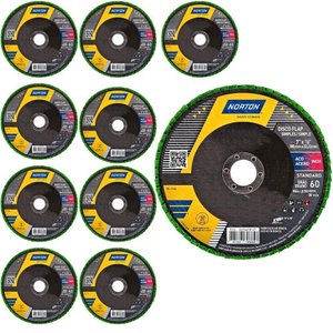 Discos Flap 7 Pol Grão 60 Fibra com 10 Unidades R244 Norton