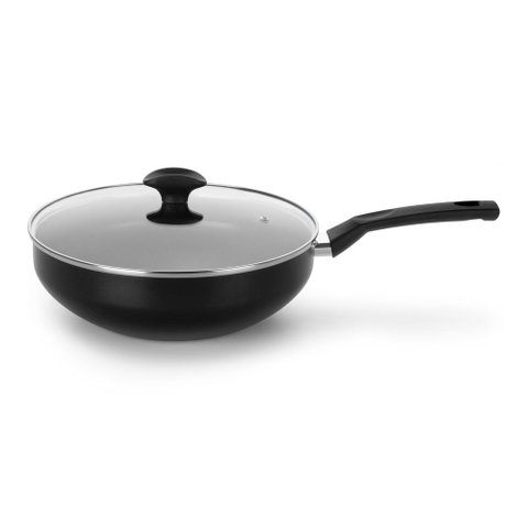 Frigideira Wok 28cm de Alumínio Multiflon Induct+ para Indução com Fundo Especial de Inox e Tampa de