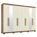 Ver imagem 1 de Guarda Roupa Casal 8 Portas 4 Gavetas Master New com Espelho e Pés Jatobá Areia Acetinado - Santos a