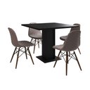 Ver imagem 6 de Mesa Jantar Londres Quadrada Preta 90cm 4 Cadeiras Eames Estofadas Nude Médio Madeira
