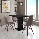Ver imagem 1 de Mesa Jantar Londres Quadrada Preta 90cm 4 Cadeiras Eames Estofadas Nude Médio Madeira