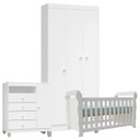 Ver imagem 1 de Quarto de Bebê 3 Portas Ternura Baby com Berço Lara Branco Brilho - Incorplac