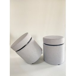KIT 02 PUFF CINZA CLARO CINTA PRETA - 1