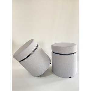 KIT 02 PUFF CINZA CLARO CINTA PRETA