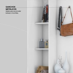 Armário Multiuso Cômoda com Espelho 1 Porta 3 Gavetas 3 Prateleiras e Nichos Brisa Demóbile - 8 Armário Multiuso Cômoda com Espelho 1 Porta 3 Gavetas 3 Prateleiras e Nichos Brisa Demóbile - 8