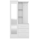 Ver imagem 3 de Armário Multiuso Cômoda com Espelho 1 Porta 3 Gavetas 3 Prateleiras e Nichos Brisa Demóbile