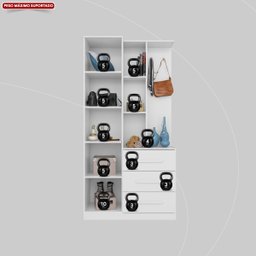 Armário Multiuso Cômoda com Espelho 1 Porta 3 Gavetas 3 Prateleiras e Nichos Brisa Demóbile - 7 Armário Multiuso Cômoda com Espelho 1 Porta 3 Gavetas 3 Prateleiras e Nichos Brisa Demóbile - 7