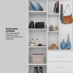 Armário Multiuso Cômoda com Espelho 1 Porta 3 Gavetas 3 Prateleiras e Nichos Brisa Demóbile - 9 Armário Multiuso Cômoda com Espelho 1 Porta 3 Gavetas 3 Prateleiras e Nichos Brisa Demóbile - 9