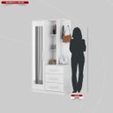 Ver imagem 5 de Armário Multiuso Cômoda com Espelho 1 Porta 3 Gavetas 3 Prateleiras e Nichos Brisa Demóbile