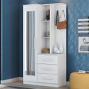 Ver imagem 1 de Armário Multiuso Cômoda com Espelho 1 Porta 3 Gavetas 3 Prateleiras e Nichos Brisa Demóbile