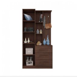 Armário Multiuso Cômoda com Espelho 1 Porta 3 Gavetas 3 Prateleiras e Nichos Brisa Demóbile - 2 Armário Multiuso Cômoda com Espelho 1 Porta 3 Gavetas 3 Prateleiras e Nichos Brisa Demóbile - 2