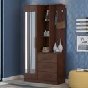 Ver imagem 1 de Armário Multiuso Cômoda com Espelho 1 Porta 3 Gavetas 3 Prateleiras e Nichos Brisa Demóbile