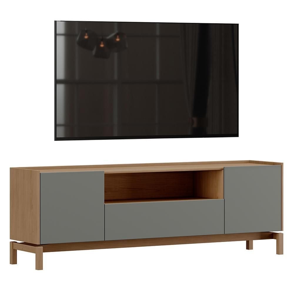 Rack Bancada Barcelona 180cm 2 Portas e 1 Gaveta Oak/ferrolack ...