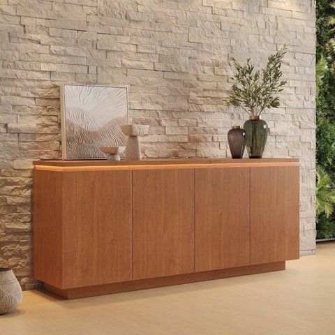 Buffet Luminus 4 Portas com LED 184 cm Naturalle - Mavaular