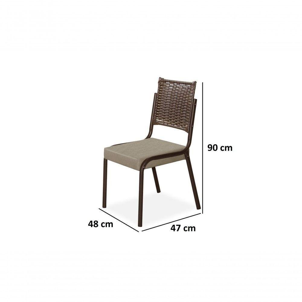 Cj de Mesa 6 Cadeiras Tubo Chocolate Tampo Mdp 1,60x0,90 - 2