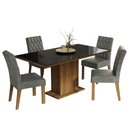 Ver imagem 2 de Conjunto Sala de Jantar Mesa Tampo de Vidro 4 Cadeiras Rustic/preto/silver Marilia Madesa