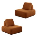 Ver imagem 1 de Kit 2 Poltronas Decorativas Santiago Sala de Estar Pés em Madeira Bouclê Terracota G89 - Gran Belo