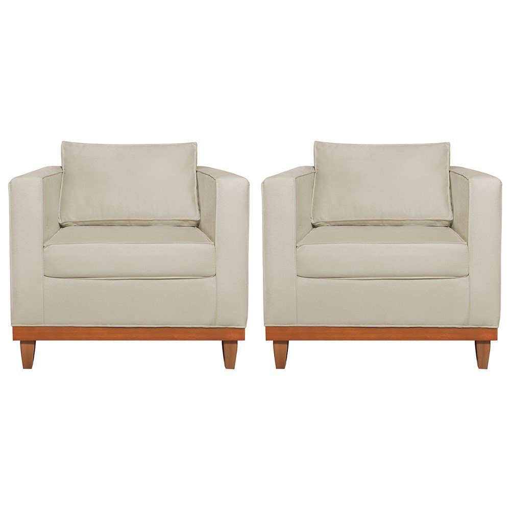Kit 2 Poltronas Decorativa Europa Bouclé Bege - Amarena Móveis