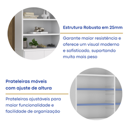 Estante para Livros 2 Portas 5 Prateleiras Moderno - 5