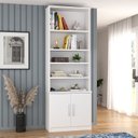 Ver imagem 1 de Estante Multiuso de Livros 2 Portas 5 Prateleiras 100% MDF 223CMX78,5cm Branco