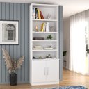 Ver imagem 1 de Estante Multiuso de Livros 2 Portas 5 Prateleiras 100% MDF 223CMX78,5cm Branco