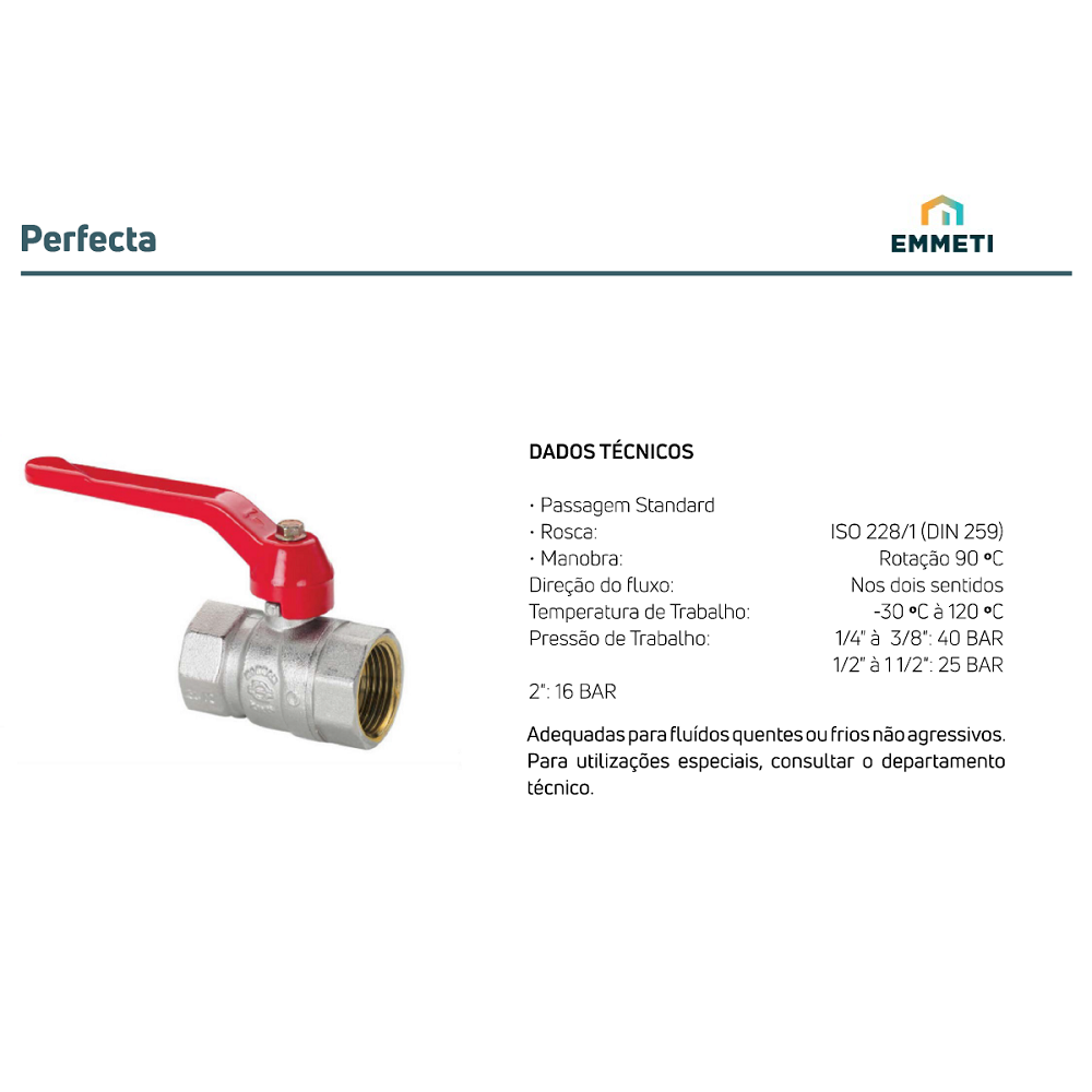 Válvula Esfera M/f Alav Alumínio 3/4 Pol Perfecta Emmeti - 2