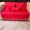 Ver imagem 2 de Kit Manta Listrada, 2 Capas de Almofadas e 1 Almofada Retangular Vermelho 45cmx45cm