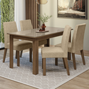 Ver imagem 1 de Conjunto Sala de Jantar Ravena Mesa Tampo de Vidro 4 Cadeiras Rustic/Crema/Suede Imperial Madesa