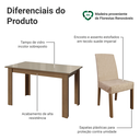 Ver imagem 6 de Conjunto Sala de Jantar Ravena Mesa Tampo de Vidro 4 Cadeiras Rustic/Crema/Suede Imperial Madesa