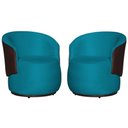 Ver imagem 2 de Kit 2 Poltronas Organica Beatriz Suede Azul Turquesa C/ Composê Corano Marrom - Lm Decor