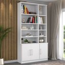 Ver imagem 1 de Estante Multiuso de Livros 3 Portas Moderno 100% MDF 223CMX117CM Branco