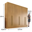 Ver imagem 3 de Guarda Roupa Casal 6 Portas 6 Gavetas 100% Mdf Gramado - Móveis Valverde - Cinamomo