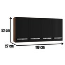 Ver imagem 3 de Armário Aéreo Mara 118 Cm 4 Portas Savana Preto Moblis
