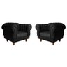 Kit 2 Poltronas Elisabeth Chesterfield Capitone Suede Preto / Barbearia, TV, Sala estar - 1