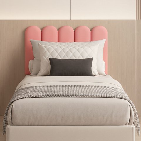 Cabeceira Nuvem Estofada Solteiro 5 Placas em Suede 45x20cm:goiaba