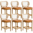Ver imagem 1 de Kit 6 Banquetas Baixa Bar Cozinha Sala de Jantar Betta L02 Mel Tela Couríssimo Whisky - Lyam Decor