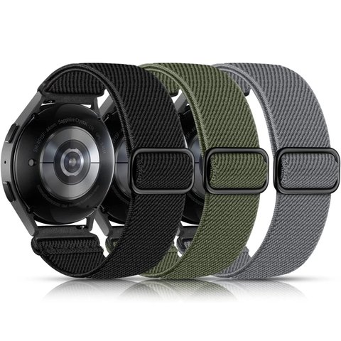 Lerobo 3 Pulseiras Elástica de Nylon para Galaxy Watch 20mm (preto/verde Militar/cinza Escuro)