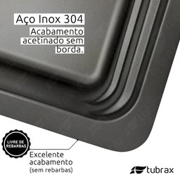 Pia Cuba de Cozinha em Aço Inox 304 - 78X43 Cor Preta - Tubrax - 5