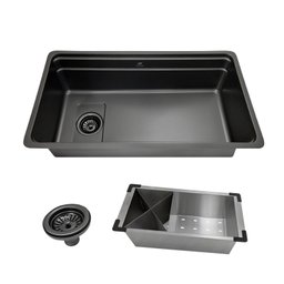 Pia Cuba de Cozinha em Aço Inox 304 - 78X43 Cor Preta - Tubrax - 1