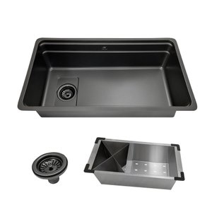 Pia Cuba de Cozinha em Aço Inox 304 - 78X43 Cor Preta - Tubrax