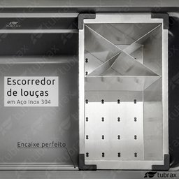 Pia Cuba de Cozinha em Aço Inox 304 - 78X43 Cor Preta - Tubrax - 7