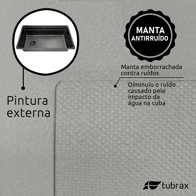 Pia Cuba de Cozinha em Aço Inox 304 - 78X43 Cor Preta - Tubrax - 4